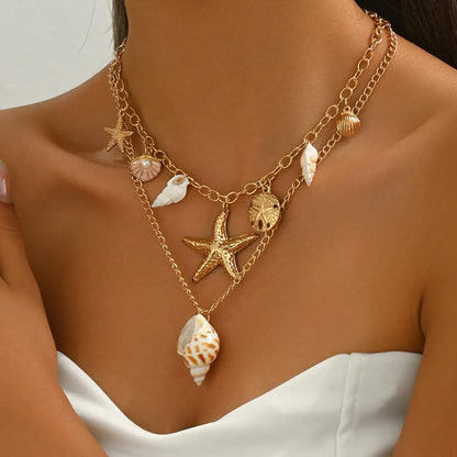 Gold Starfish Layered Necklace