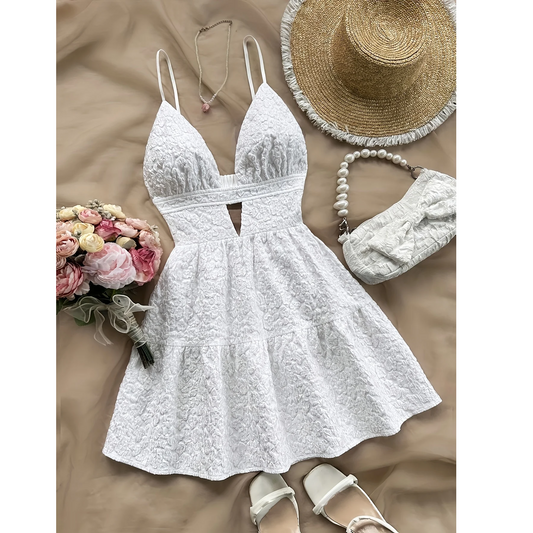 White Lace Summer Mini Dress