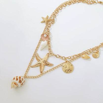 Gold Starfish Layered Necklace