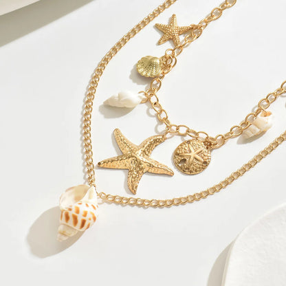 Gold Starfish Layered Necklace
